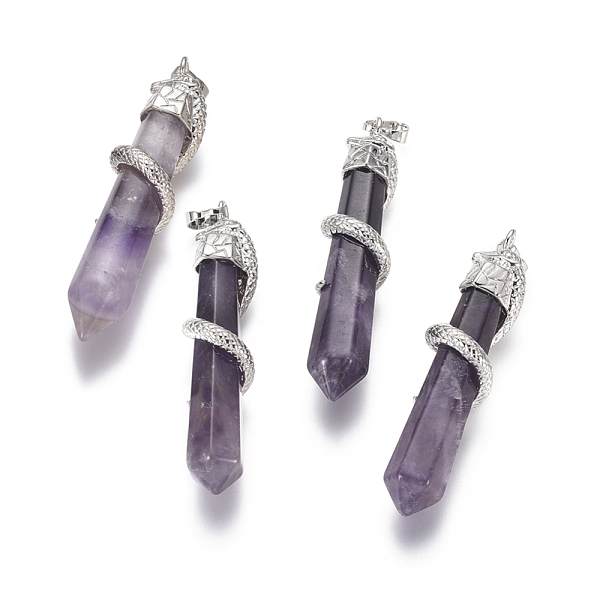 PandaHall Natural Ametrine Big Pendants, with Brass Findings, Snake with Diamond, Platinum Metal Color, 60x12mm, Hole: 5x7mm Ametrine Snake
PandaHall Natural Ametrine Big Pendants, with Brass Findings, Snake with Diamond, Platinum Metal Color, 60x12mm, Hole: 5x7mm Ametrine Snake