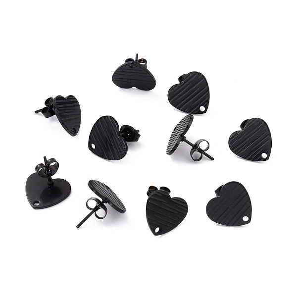 PandaHall 304 Stainless Steel Stud Earring Findings, with Ear Nuts, Textured Heart, Electrophoresis Black, 12x13mm, Hole: 1.5mm, Pin: 0.7mm...
PandaHall 304 Stainless Steel Stud Earring Findings, with Ear Nuts, Textured Heart, Electrophoresis Black, 12x13mm, Hole: 1.5mm, Pin: 0.7mm...