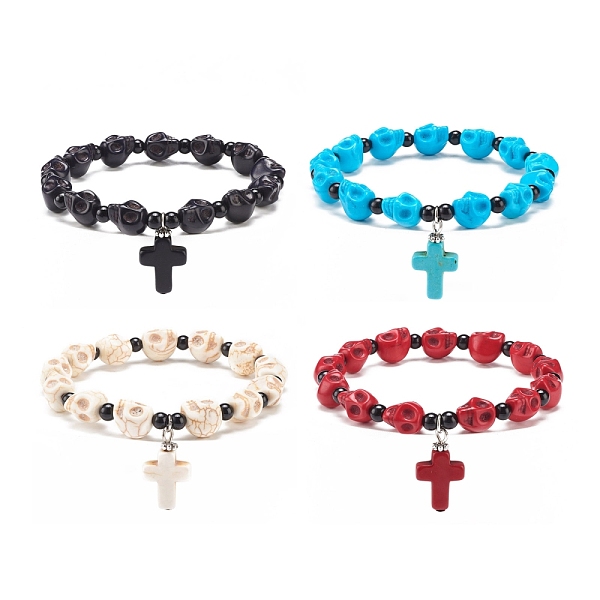 PandaHall Natural Mashan Jade Skull Beaded Stretch Bracelet with Synthetic Turquoise(Dyed) Cross Charm, Gemstone Jewelry for Women, Mixed..., Multicolor
PandaHall Natural Mashan Jade Skull Beaded Stretch Bracelet with Synthetic Turquoise(Dyed) Cross Charm, Gemstone Jewelry for Women, Mixed..., Multicolor