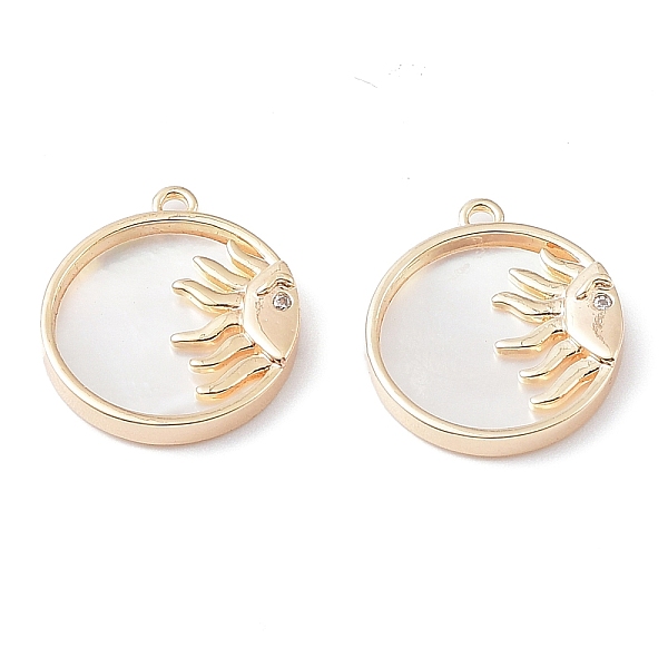 PandaHall Rack Plating Brass Shell Pendants, with Cubic Zirconia, Long-Lasting Plated, Flat Round with Sun Charms, Real 18K Gold Plated...
PandaHall Rack Plating Brass Shell Pendants, with Cubic Zirconia, Long-Lasting Plated, Flat Round with Sun Charms, Real 18K Gold Plated...