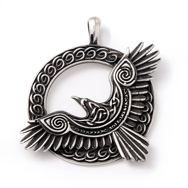 PandaHall Tibetan Style 304 Stainless Steel Pendants, Ring & Eagle, Antique Silver, 49.5x40.5x4mm, Hole: 6x4mm 304 Stainless Steel Ring
PandaHall Tibetan Style 304 Stainless Steel Pendants, Ring & Eagle, Antique Silver, 49.5x40.5x4mm, Hole: 6x4mm 304 Stainless Steel Ring
