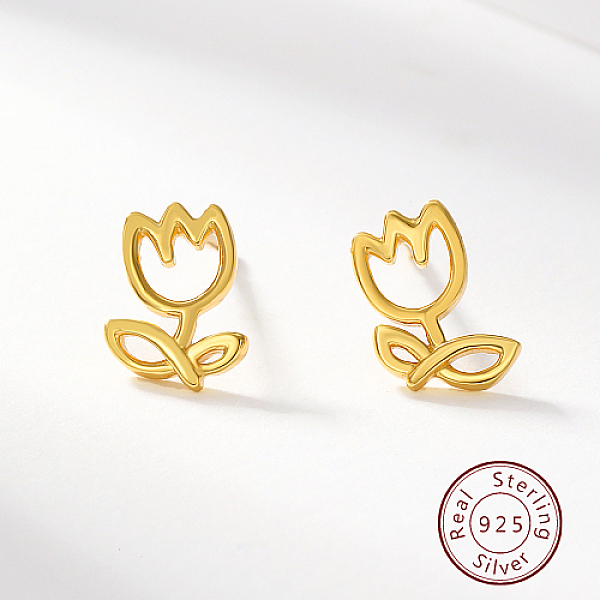 PandaHall Sterling Silver Stud Earrings, Tulip Flower Earrings for Women, Golden, 8x5mm Sterling Silver Flower
PandaHall Sterling Silver Stud Earrings, Tulip Flower Earrings for Women, Golden, 8x5mm Sterling Silver Flower