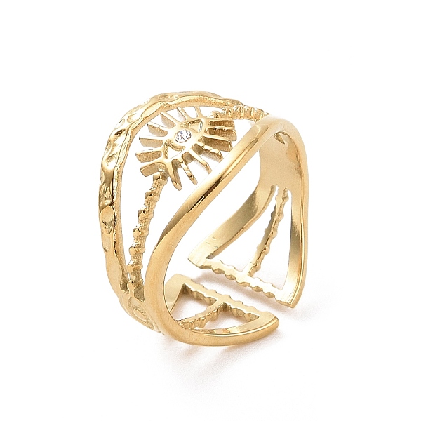 PandaHall 304 Stainless Steel Hollow Out Open Finger Ring, Evil Eye with Rhinestone Cuff Ring for Women, Golden, 5~12.5mm, Inner Diameter...
PandaHall 304 Stainless Steel Hollow Out Open Finger Ring, Evil Eye with Rhinestone Cuff Ring for Women, Golden, 5~12.5mm, Inner Diameter...