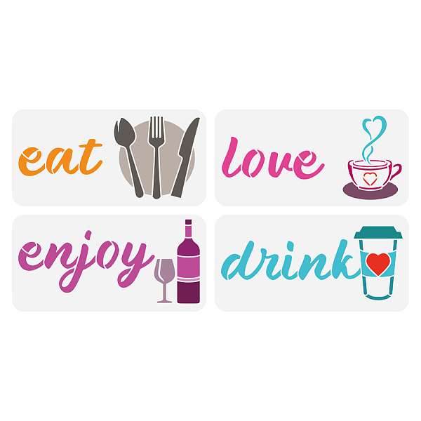 PandaHall FINGERINSPIRE 4 PCS Decorative Words Painting Stencil 11.8x5.9inch Eat Drink Love Enjoy Stencil Tableware Coffee Wine Bottle...
PandaHall FINGERINSPIRE 4 PCS Decorative Words Painting Stencil 11.8x5.9inch Eat Drink Love Enjoy Stencil Tableware Coffee Wine Bottle...