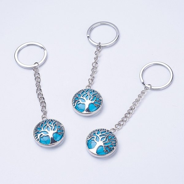 PandaHall Synthetic Turquoise Keychain, with Iron Key Rings, Iron Chain and Brass Finding, Flat Round with Tree of Life, Dyed, 100~120mm...
PandaHall Synthetic Turquoise Keychain, with Iron Key Rings, Iron Chain and Brass Finding, Flat Round with Tree of Life, Dyed, 100~120mm...