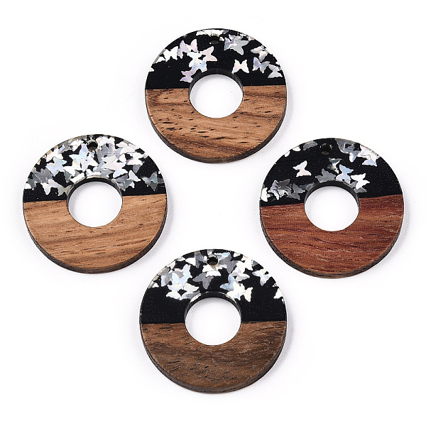PandaHall Opaque Resin & Walnut Wood Pendants, Donut/Pi Disc Charms with Butterfly Paillettes, Waxed, Silver, Donut Width: 13mm, 28x3.5mm...
PandaHall Opaque Resin & Walnut Wood Pendants, Donut/Pi Disc Charms with Butterfly Paillettes, Waxed, Silver, Donut Width: 13mm, 28x3.5mm...