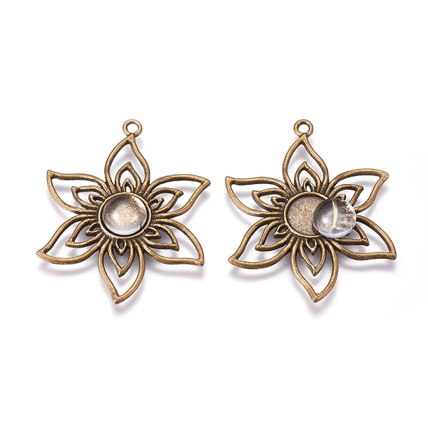 PandaHall DIY Pendant Making, Alloy Pendant Cabochon Settings and Glass Cabochons, Flower, Clear, Antique Bronze, Cabochon Settings: Tray...
PandaHall DIY Pendant Making, Alloy Pendant Cabochon Settings and Glass Cabochons, Flower, Clear, Antique Bronze, Cabochon Settings: Tray...