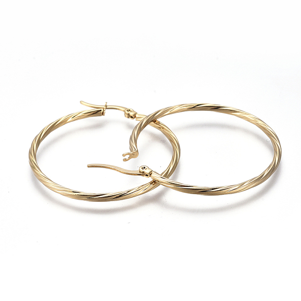 PandaHall 201 Stainless Steel Big Hoop Earrings, with 304 Stainless Steel Pin, Hypoallergenic Earrings, Twisted Ring Shape, Golden, 10 Gauge...
PandaHall 201 Stainless Steel Big Hoop Earrings, with 304 Stainless Steel Pin, Hypoallergenic Earrings, Twisted Ring Shape, Golden, 10 Gauge...