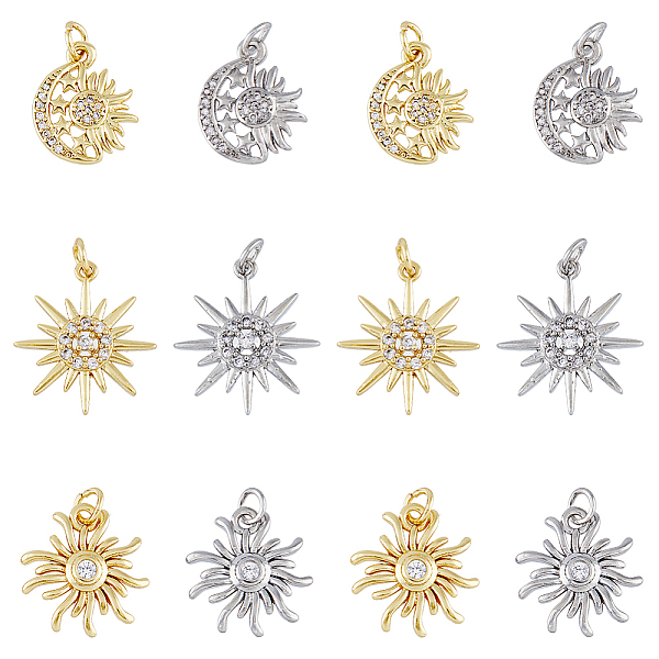 PandaHall DICOSMETIC 12Pcs 6 Styles Brass Micro Pave Cubic Zirconia Pendants, with Jump Ring, Moon & Sun & Star Charm, Platinum & Golden..., Clear
PandaHall DICOSMETIC 12Pcs 6 Styles Brass Micro Pave Cubic Zirconia Pendants, with Jump Ring, Moon & Sun & Star Charm, Platinum & Golden..., Clear
