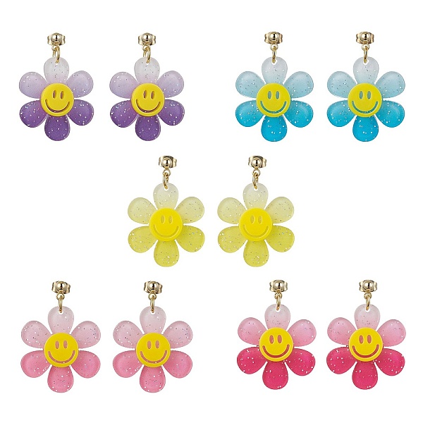 PandaHall Sunflower with Smiling Acrylic Dangle Stud Earrings, Mixed Color, 38x27mm Acrylic Flower Multicolor
PandaHall Sunflower with Smiling Acrylic Dangle Stud Earrings, Mixed Color, 38x27mm Acrylic Flower Multicolor