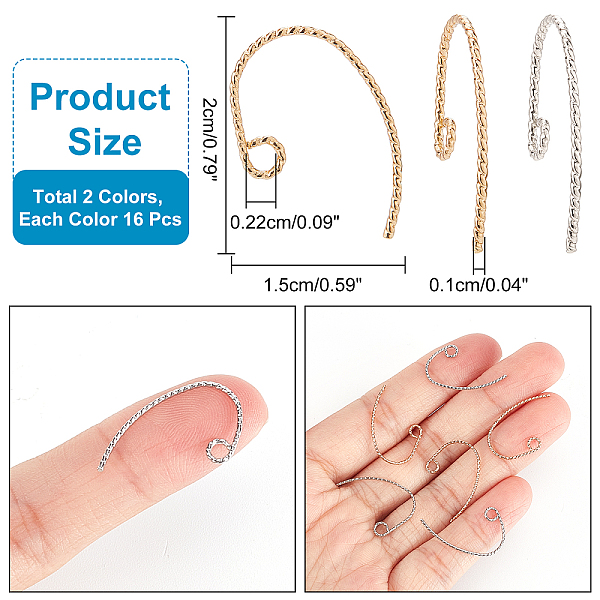 PandaHall ARRICRAFT 32Pcs 2 Colors Brass Earring Hooks, Textured, Platinum & Golden, 20x15x1mm, Hole: 2.2mm, 18 Gauge, Pin: 1mm...
PandaHall ARRICRAFT 32Pcs 2 Colors Brass Earring Hooks, Textured, Platinum & Golden, 20x15x1mm, Hole: 2.2mm, 18 Gauge, Pin: 1mm...
