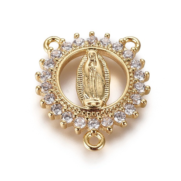PandaHall Brass Cubic Zirconia Chandelier Component Links, 3 Loop Connectors, Religion, Flower with Virgin Mary, Clear, Golden...
PandaHall Brass Cubic Zirconia Chandelier Component Links, 3 Loop Connectors, Religion, Flower with Virgin Mary, Clear, Golden...