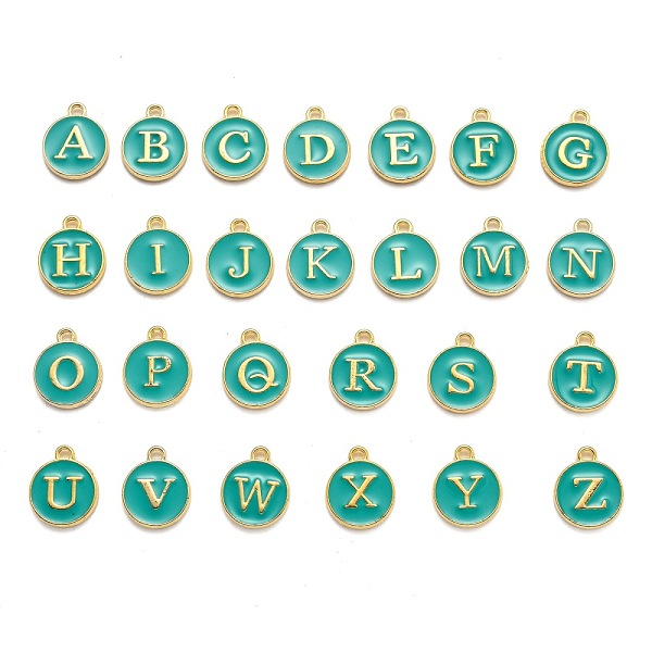 PandaHall Initial Letter A~Z Alphabet Enamel Charms, Flat Round Disc Double Sided Charms, Golden Plated Enamelled Sequins Alloy Charms..., Green
PandaHall Initial Letter A~Z Alphabet Enamel Charms, Flat Round Disc Double Sided Charms, Golden Plated Enamelled Sequins Alloy Charms..., Green