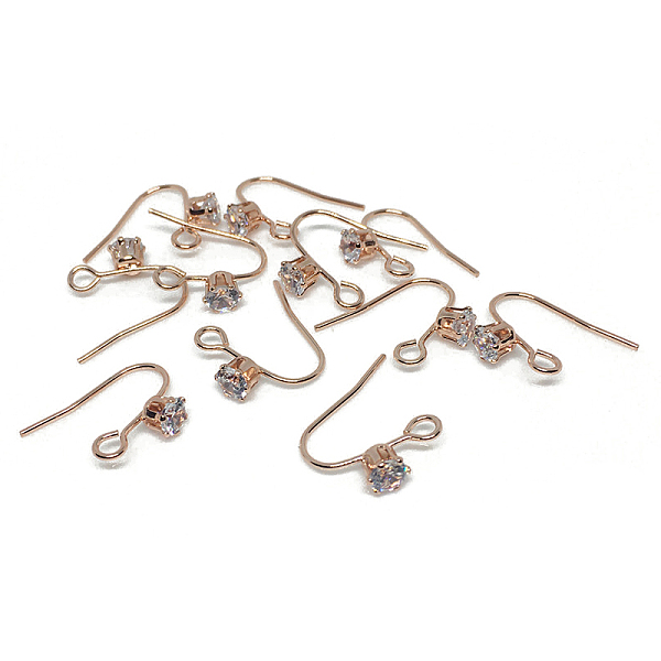 PandaHall Brass Earring Hooks, Ear Wire, with Clear Cubic Zirconia & Horizontal Loops, Rose Gold, 14.3x13mm, Pin: 1mm Brass+Cubic Zirconia
PandaHall Brass Earring Hooks, Ear Wire, with Clear Cubic Zirconia & Horizontal Loops, Rose Gold, 14.3x13mm, Pin: 1mm Brass+Cubic Zirconia