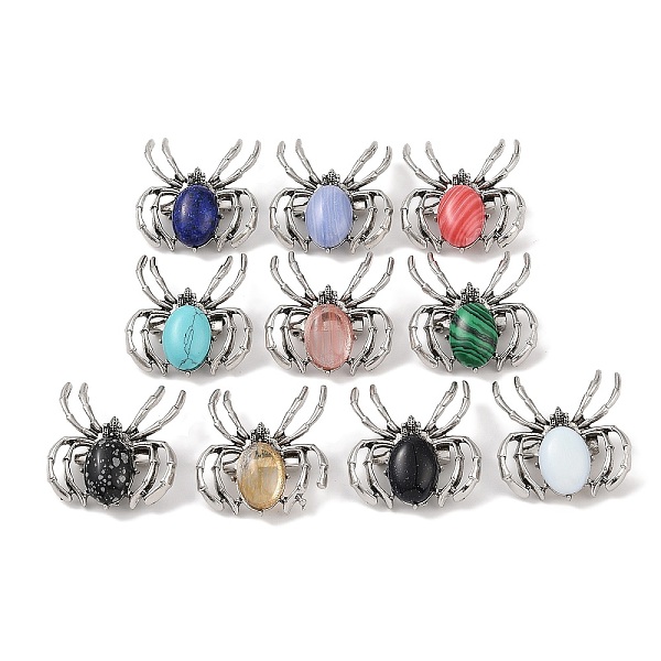 PandaHall Synthetic Gemstone Brooches, with Alloy Findings, Spider, Antique Silver, 37x34x8mm Mixed Stone Spider
PandaHall Synthetic Gemstone Brooches, with Alloy Findings, Spider, Antique Silver, 37x34x8mm Mixed Stone Spider