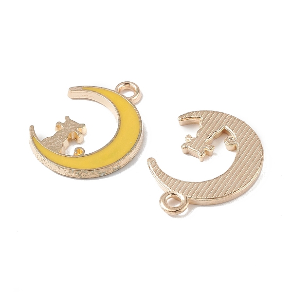 PandaHall Alloy Enamel Pendants, Light Gold, Moon with Cat Charm, Gold, 19.5x14.5x1.5mm, Hole: 2mm Alloy+Enamel Moon Gold
PandaHall Alloy Enamel Pendants, Light Gold, Moon with Cat Charm, Gold, 19.5x14.5x1.5mm, Hole: 2mm Alloy+Enamel Moon Gold