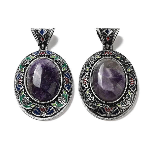 PandaHall Natural Amethyst Pendants, Antique Silver Tone Alloy Enamel Oval Charms, 45x32x12.5mm, Hole: 6.3x5mm Amethyst Oval
PandaHall Natural Amethyst Pendants, Antique Silver Tone Alloy Enamel Oval Charms, 45x32x12.5mm, Hole: 6.3x5mm Amethyst Oval