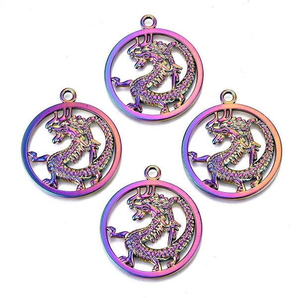 PandaHall Alloy Pendants, Cadmium Free & Lead Free, Ring with Chinese Dragon, Rainbow Color, 37x32x2mm, Hole: 3mm Alloy Ring
PandaHall Alloy Pendants, Cadmium Free & Lead Free, Ring with Chinese Dragon, Rainbow Color, 37x32x2mm, Hole: 3mm Alloy Ring