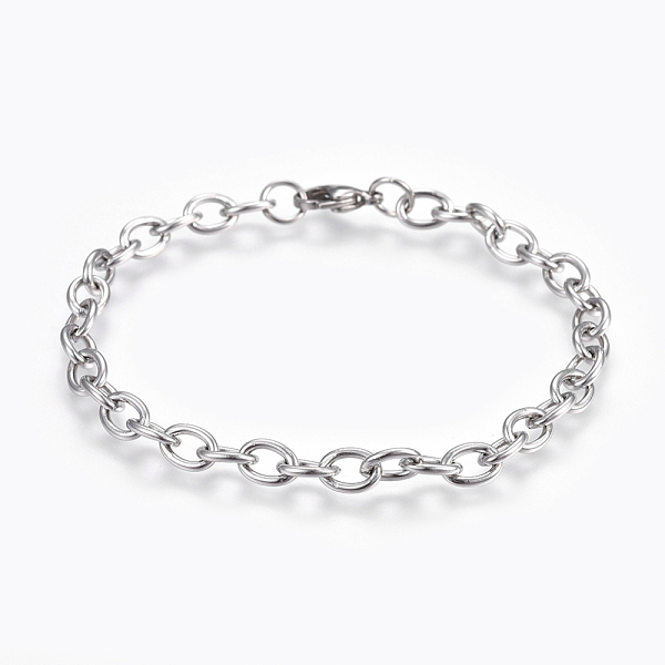 PandaHall 304 Stainless Steel Cable Chain Bracelets, with Lobster Claw Clasps, Stainless Steel Color, 8-3/8 inch(21.4cm) 304 Stainless Steel
PandaHall 304 Stainless Steel Cable Chain Bracelets, with Lobster Claw Clasps, Stainless Steel Color, 8-3/8 inch(21.4cm) 304 Stainless Steel