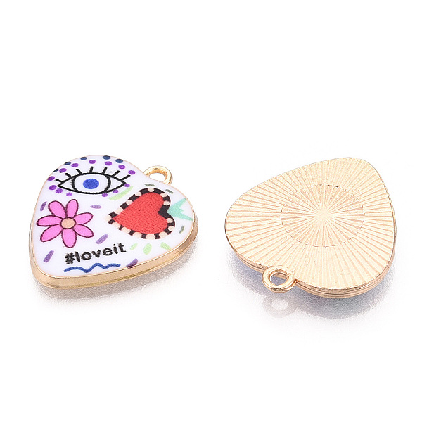 PandaHall Printed Alloy Pendants, Light Gold Tone, Heart with Evil Eye Charms, Colorful, 25.5x23x3mm, Hole: 2mm Alloy Heart
PandaHall Printed Alloy Pendants, Light Gold Tone, Heart with Evil Eye Charms, Colorful, 25.5x23x3mm, Hole: 2mm Alloy Heart