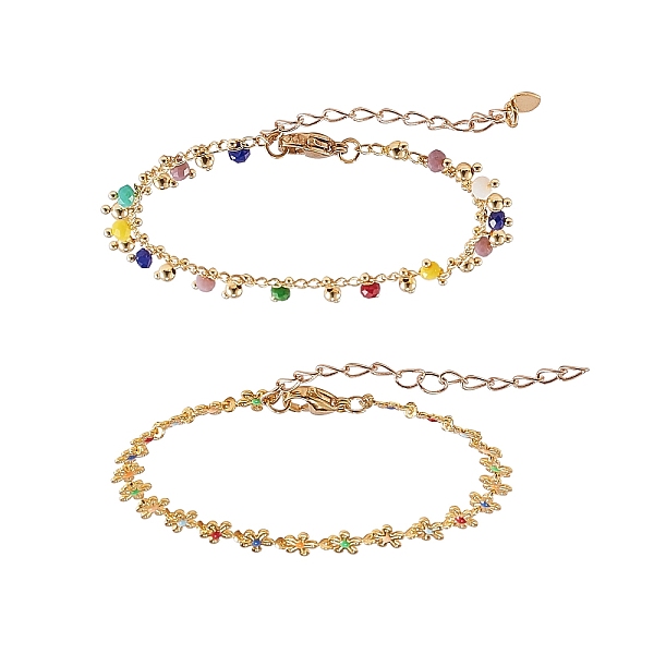 PandaHall Brass Enamel Flower Link Chain Bracelets & Faceted Glass Charm Bracelets, with Brass Curb Chains, 304 Stainless Steel Lobster Claw...
PandaHall Brass Enamel Flower Link Chain Bracelets & Faceted Glass Charm Bracelets, with Brass Curb Chains, 304 Stainless Steel Lobster Claw...