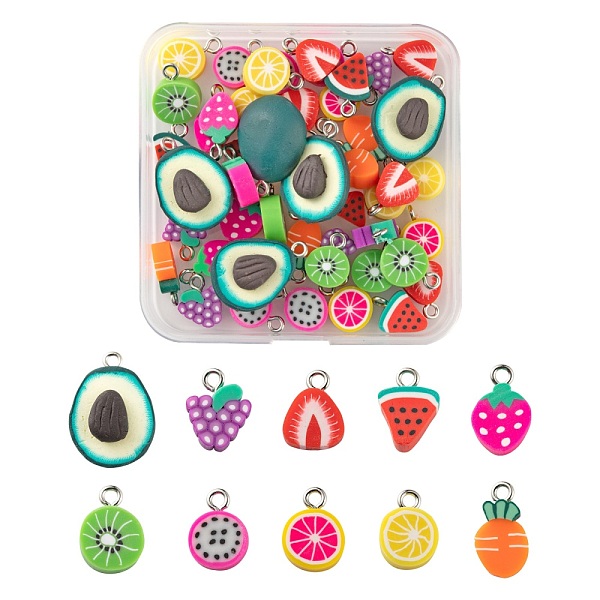 PandaHall 50Pcs 10 Style Handmade Polymer Clay Pendants, with Platinum Plated Iron Findings, Lemon & Carrot & Grapefruit & Grape & Dragon..., Multicolor
PandaHall 50Pcs 10 Style Handmade Polymer Clay Pendants, with Platinum Plated Iron Findings, Lemon & Carrot & Grapefruit & Grape & Dragon..., Multicolor