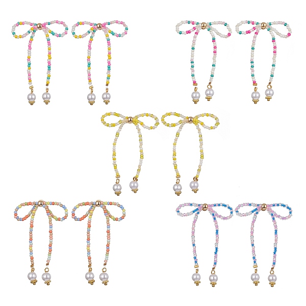 PandaHall Seed Beaded Bowknot Dangle Stud Earrings with ABS Plastic Pearl Beaded, Brass Earrings, Mixed Color, 55x38mm Seed Beads Bowknot..., Multicolor
PandaHall Seed Beaded Bowknot Dangle Stud Earrings with ABS Plastic Pearl Beaded, Brass Earrings, Mixed Color, 55x38mm Seed Beads Bowknot..., Multicolor