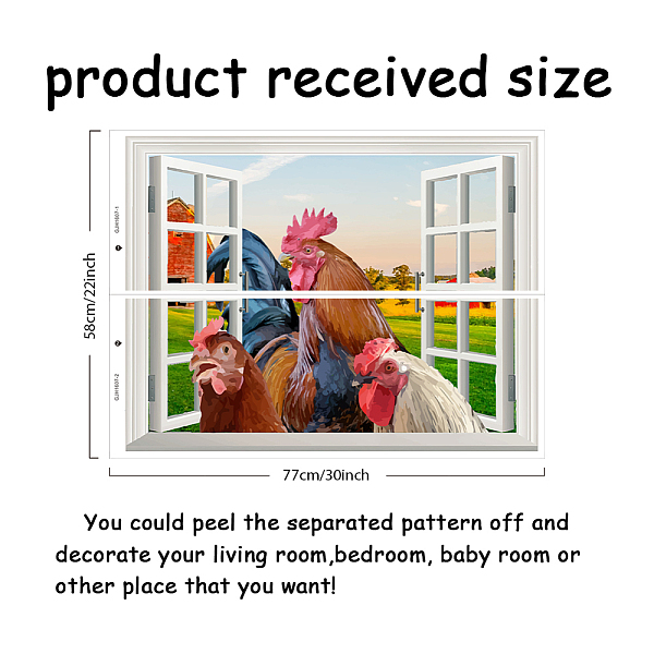 PandaHall PVC Wall Stickers, Wall Decoration, Rooster Pattern, 290x770mm, 2pcs/set PVC Rooster
PandaHall PVC Wall Stickers, Wall Decoration, Rooster Pattern, 290x770mm, 2pcs/set PVC Rooster