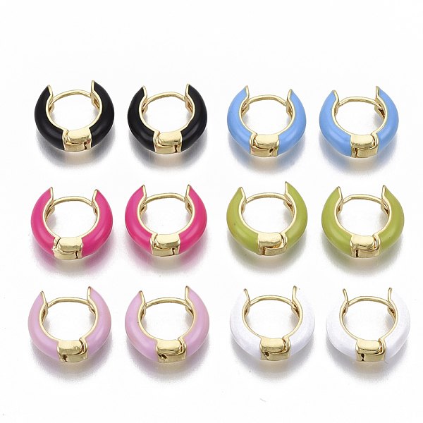 PandaHall Brass Huggie Hoop Earrings, with Enamel, Real 18K Gold Plated, Mixed Color, 14x15x5mm, Pin: 1x1mm Brass Multicolor
PandaHall Brass Huggie Hoop Earrings, with Enamel, Real 18K Gold Plated, Mixed Color, 14x15x5mm, Pin: 1x1mm Brass Multicolor