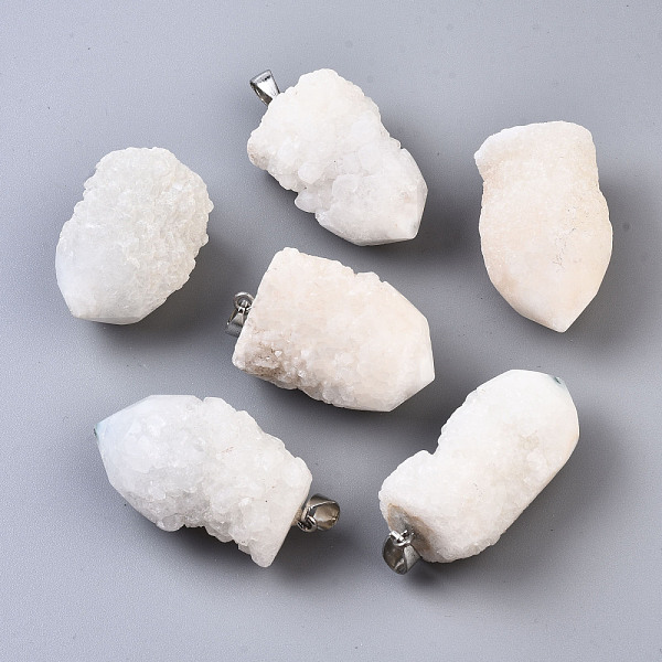 PandaHall Rough Raw Electroplate Natural Druzy Agate Pendants, with Platinum Tone Iron Pinch Bail, Dyed, Nuggets, Floral White...
PandaHall Rough Raw Electroplate Natural Druzy Agate Pendants, with Platinum Tone Iron Pinch Bail, Dyed, Nuggets, Floral White...