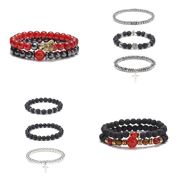 PandaHall 4 Sets 4 Style Natural & Synthetic Gemstone Stretch Bracelets Set, Alloy Dragon & Cross Charm Bracelets for Women Men, Inner...
PandaHall 4 Sets 4 Style Natural & Synthetic Gemstone Stretch Bracelets Set, Alloy Dragon & Cross Charm Bracelets for Women Men, Inner...