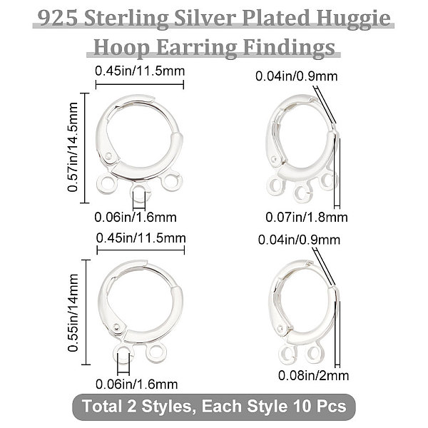 PandaHall Beebeecraft 20Pcs 2 Style Brass Huggie Hoop Earring Findings, with Horizontal Loops, 925 Sterling Silver Plated...
PandaHall Beebeecraft 20Pcs 2 Style Brass Huggie Hoop Earring Findings, with Horizontal Loops, 925 Sterling Silver Plated...