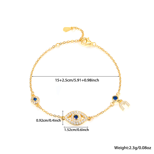PandaHall S925 Sterling Silver Evil Eye Link Bracelet, Full Rhinestones Eyes Series for Women, Golden Sterling Silver Evil Eye
PandaHall S925 Sterling Silver Evil Eye Link Bracelet, Full Rhinestones Eyes Series for Women, Golden Sterling Silver Evil Eye