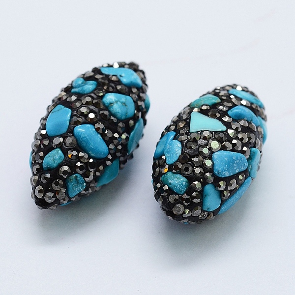 PandaHall Polymer Clay Rhinestone Beads, with Natural & Dyed Turquoise Chip Beads, Oval, 30~32x15~16mm, Hole: 1mm Natural Turquoise Oval..., Blue
PandaHall Polymer Clay Rhinestone Beads, with Natural & Dyed Turquoise Chip Beads, Oval, 30~32x15~16mm, Hole: 1mm Natural Turquoise Oval..., Blue