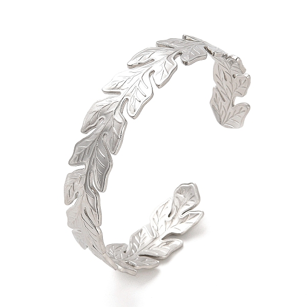 PandaHall 304 Stainless Steel Leaf Cuff Bangles, Stainless Steel Color, Inner Diameter: 2-1/4 inch(5.6cm) 304 Stainless Steel Leaf
PandaHall 304 Stainless Steel Leaf Cuff Bangles, Stainless Steel Color, Inner Diameter: 2-1/4 inch(5.6cm) 304 Stainless Steel Leaf