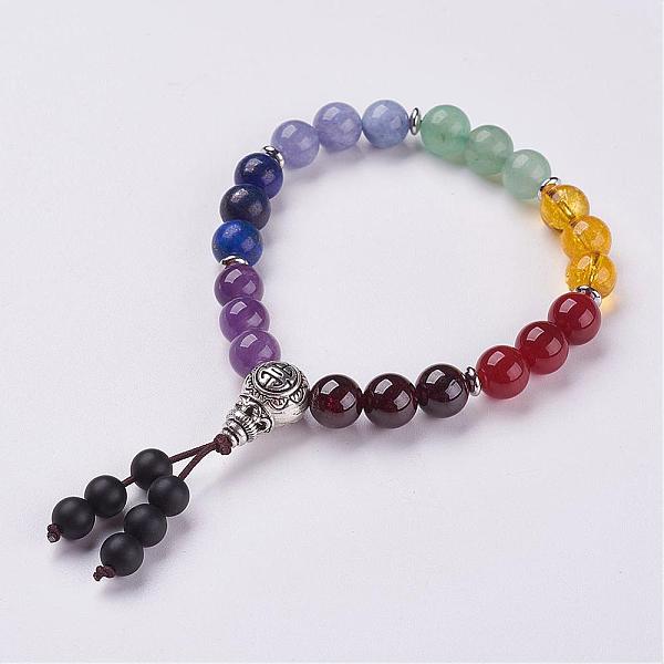 PandaHall Natural Gemstone Stretch Bracelets, with Tibetan Style Alloy Findings, 2-1/4 inch(57mm) Mixed Stone Multicolor
PandaHall Natural Gemstone Stretch Bracelets, with Tibetan Style Alloy Findings, 2-1/4 inch(57mm) Mixed Stone Multicolor