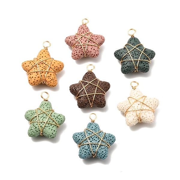 PandaHall Natural Lava Rock Pendants, with Real 18K Gold Plated Eco-Friendly Copper Wire, Star, 30.5~32.5x26~27x9~11mm, Hole: 4mm Lava Rock...
PandaHall Natural Lava Rock Pendants, with Real 18K Gold Plated Eco-Friendly Copper Wire, Star, 30.5~32.5x26~27x9~11mm, Hole: 4mm Lava Rock...