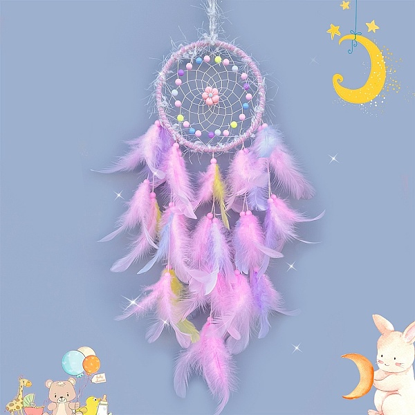 PandaHall Woven Web/Net with Feather Decorations, with Iron Ring, for Home Bedroom Hanging Decorations, Flower, Pearl Pink, 580mm Feather...
PandaHall Woven Web/Net with Feather Decorations, with Iron Ring, for Home Bedroom Hanging Decorations, Flower, Pearl Pink, 580mm Feather...
