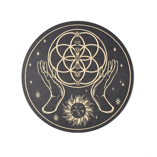 PandaHall Wooden Carved Cup Mats, Heat Resistant Pot Mats, Tarot Theme Pendulum Board, for Home Kitchen, Flat Round, Palm Pattern, 150x3mm..., Black
PandaHall Wooden Carved Cup Mats, Heat Resistant Pot Mats, Tarot Theme Pendulum Board, for Home Kitchen, Flat Round, Palm Pattern, 150x3mm..., Black