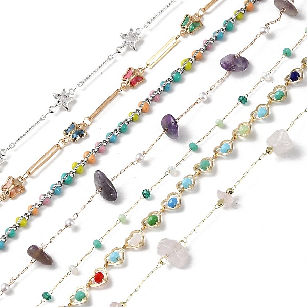 PandaHall Handmade Beaded Chains, Mixed Style, Mixed Color, 2.5~10.5mm, about 3.28 Feet(1m)/Strand Brass Multicolor
PandaHall Handmade Beaded Chains, Mixed Style, Mixed Color, 2.5~10.5mm, about 3.28 Feet(1m)/Strand Brass Multicolor