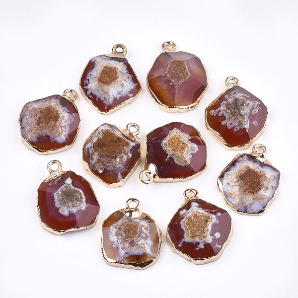 PandaHall Electroplate Natural Agate Pendants, with Brass Findings, Faceted, Dyed, Golden, Crimson, 17~22x14~18x5~10mm, Hole: 1.8mm Natural..., Pink
PandaHall Electroplate Natural Agate Pendants, with Brass Findings, Faceted, Dyed, Golden, Crimson, 17~22x14~18x5~10mm, Hole: 1.8mm Natural..., Pink
