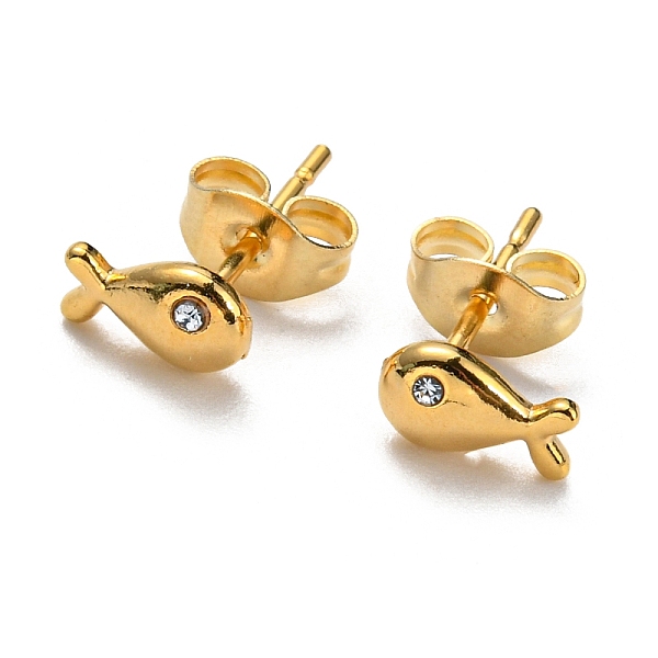 PandaHall Vacuum Plating 304 Stainless Steel Fish Stud Earrings with Rhinestone for Women, Golden, 4.5x7mm Rhinestone Fish
PandaHall Vacuum Plating 304 Stainless Steel Fish Stud Earrings with Rhinestone for Women, Golden, 4.5x7mm Rhinestone Fish