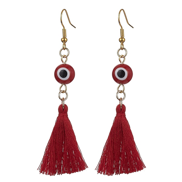 PandaHall Evil Eye Lampwork & Tassel Earrings, Golden Iron Long Dangle Earrings, Red, 70~72x17~22mm Lampwork Evil Eye Red
PandaHall Evil Eye Lampwork & Tassel Earrings, Golden Iron Long Dangle Earrings, Red, 70~72x17~22mm Lampwork Evil Eye Red