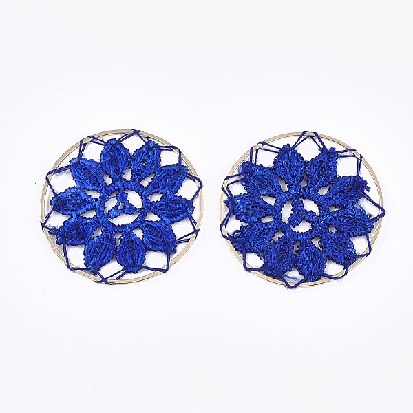 PandaHall Polycotton(Polyester Cotton) Woven Pendant Decorations, with Brass Findings, Flat Round with Flower, Light Gold, Blue, 35x1mm...
PandaHall Polycotton(Polyester Cotton) Woven Pendant Decorations, with Brass Findings, Flat Round with Flower, Light Gold, Blue, 35x1mm...
