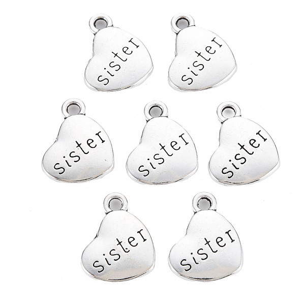 PandaHall Tibetan Style Alloy Family Charms, Heart with Word Sister, Cadmium Free & Lead Free, Antique Silver, 14x18x3mm, Hole: 2.5mm Alloy...
PandaHall Tibetan Style Alloy Family Charms, Heart with Word Sister, Cadmium Free & Lead Free, Antique Silver, 14x18x3mm, Hole: 2.5mm Alloy...