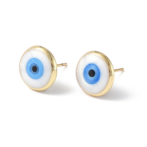 PandaHall Enamel Evil Eye Stud Earrings, Real 18K Gold Plated Brass Jewelry for Women, White, 12mm, Pin: 0.8mm Brass Flat Round White
PandaHall Enamel Evil Eye Stud Earrings, Real 18K Gold Plated Brass Jewelry for Women, White, 12mm, Pin: 0.8mm Brass Flat Round White