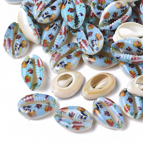 PandaHall Printed Natural Cowrie Shell Beads, No Hole/Undrilled, with Flower Pattern, Light Sky Blue, 18~25x12~15x7mm Cowrie Shell Shell...
PandaHall Printed Natural Cowrie Shell Beads, No Hole/Undrilled, with Flower Pattern, Light Sky Blue, 18~25x12~15x7mm Cowrie Shell Shell...