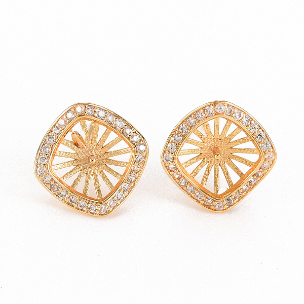 PandaHall Brass Micro Pave Clear Cubic Zirconia Stud Earring Findings, for Half Drilled Bead, Nickel Free, Rhombus, Real 18K Gold Plated...
PandaHall Brass Micro Pave Clear Cubic Zirconia Stud Earring Findings, for Half Drilled Bead, Nickel Free, Rhombus, Real 18K Gold Plated...
