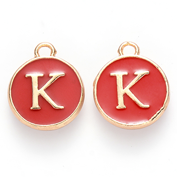 PandaHall Golden Plated Alloy Enamel Charms, Cadmium Free & Lead Free, Enamelled Sequins, Flat Round, Red, Letter.K, 14x12x2mm, Hole: 1.5mm...
PandaHall Golden Plated Alloy Enamel Charms, Cadmium Free & Lead Free, Enamelled Sequins, Flat Round, Red, Letter.K, 14x12x2mm, Hole: 1.5mm...