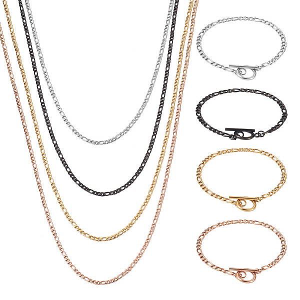 PandaHall Yilisi 8Pcs 8 Style 304 Stainless Steel Figaro Chains Necklaces and Bracelets, Jewelry Set for Men Women, Mixed Color, 8 inch...
PandaHall Yilisi 8Pcs 8 Style 304 Stainless Steel Figaro Chains Necklaces and Bracelets, Jewelry Set for Men Women, Mixed Color, 8 inch...